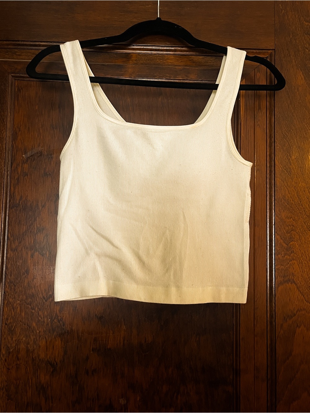 Wallflower Cream Ribbed Square-Neck Tank Top